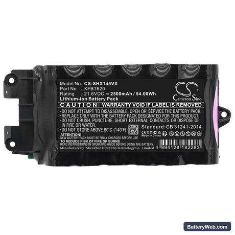 Shark IX140 Replacement Battery, 21.6V, 2500mAh, Li-ion 5