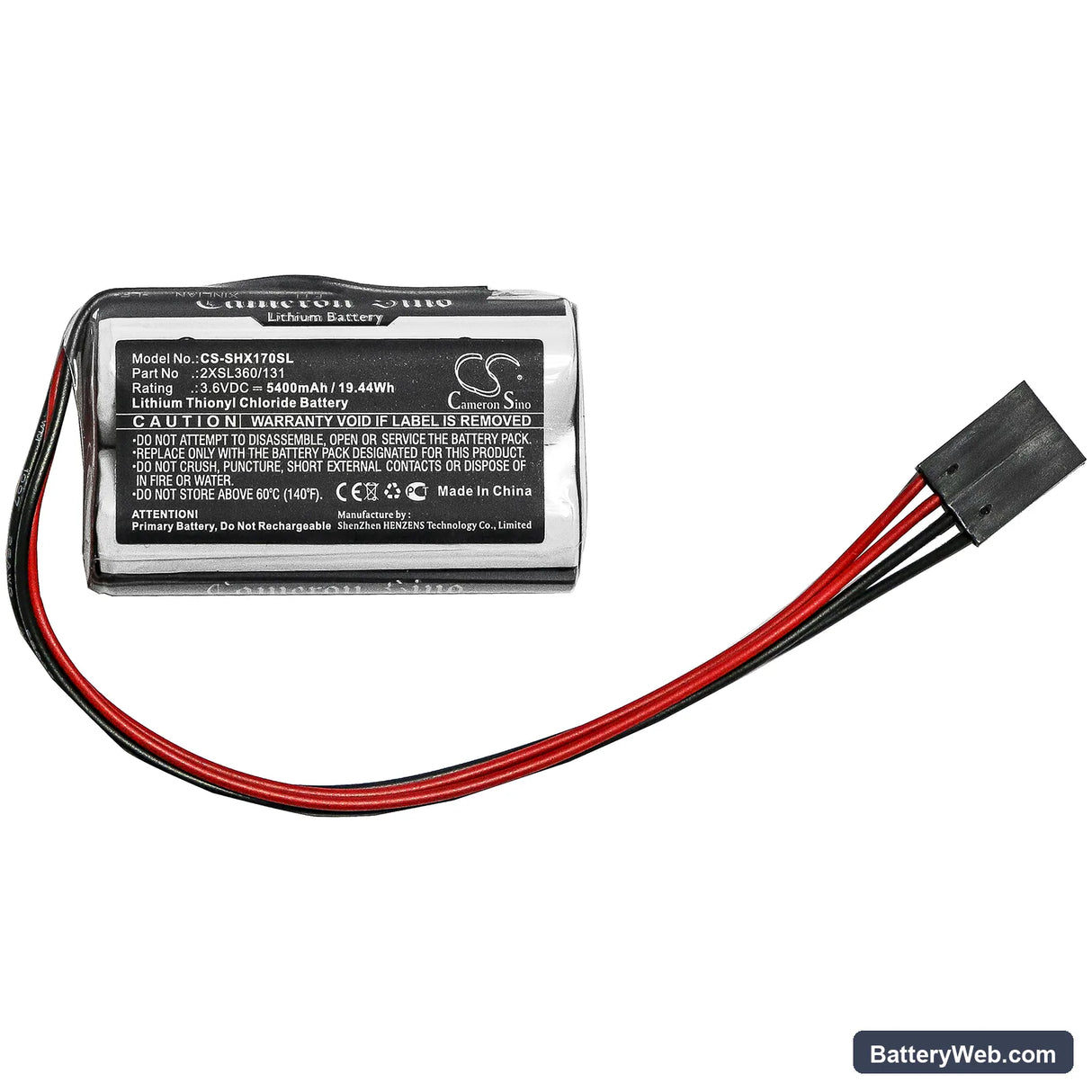 Schneider Tsx17 Replacement Battery, 3.6V, 5400mAh, Li-SOCl2 5