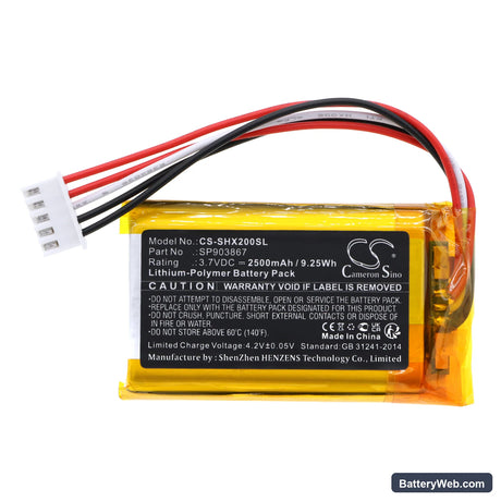 Sony SRS-XE200 Replacement Battery, 3.7V, 2500mAh, Li-Polymer 3