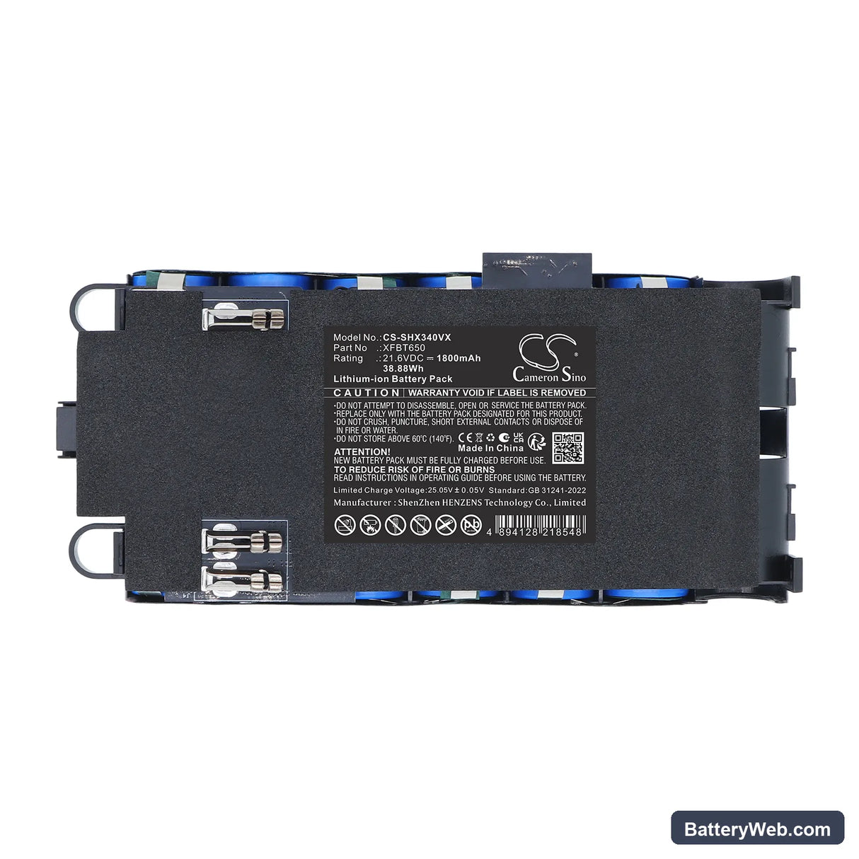 Shark IX140H Replacement Battery, 21.6V, 1800mAh, Li-ion 5