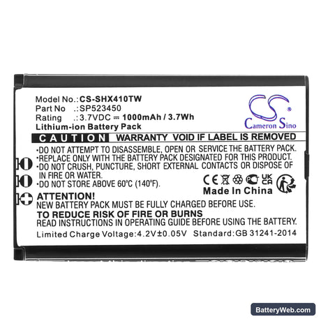 SenHaix 1410 Replacement Battery, 3.7V, 1000mAh, Li-ion 3