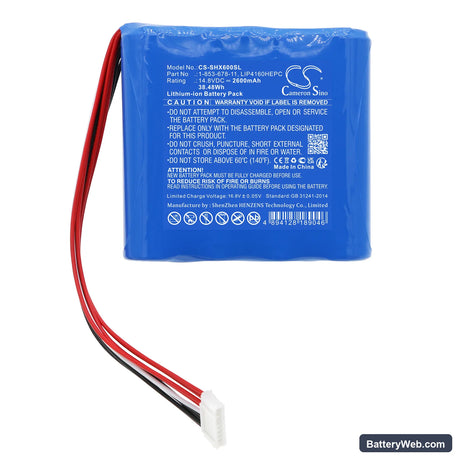 Sony GTK-XB60 Replacement Battery, 14.8V, 2600mAh, Li-ion 3