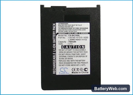 Siemens C35 Replacement Battery, 3.7V, 750mAh, Li-ion 5