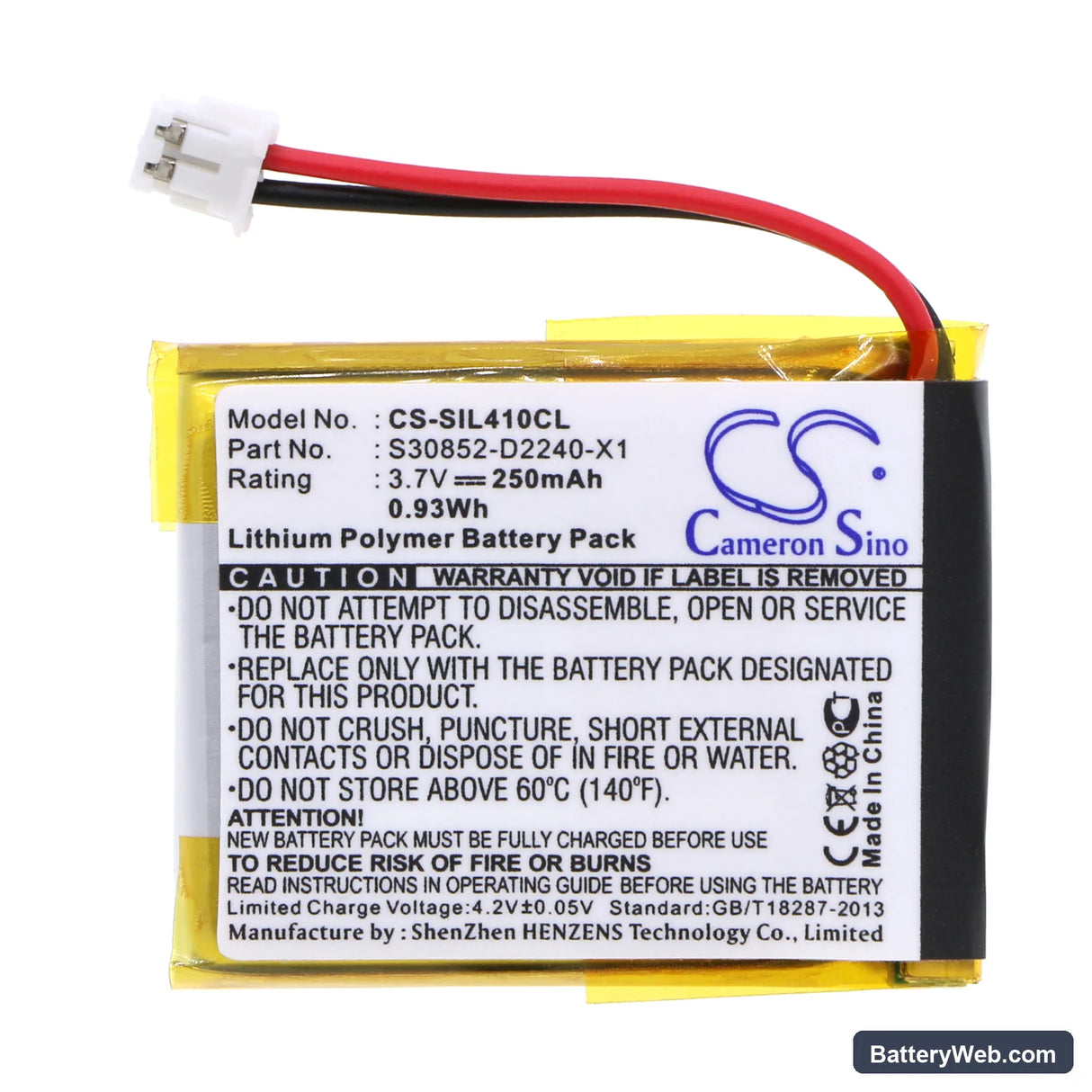 Siemens Gigaset L410 Replacement Battery, 3.7V, 250mAh, Li-ion 3