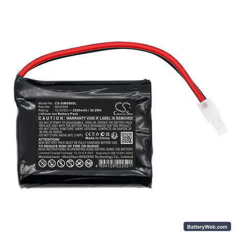 Simu 2447-3092 Replacement Battery, 12V, 2500mAh, Li-ion 3