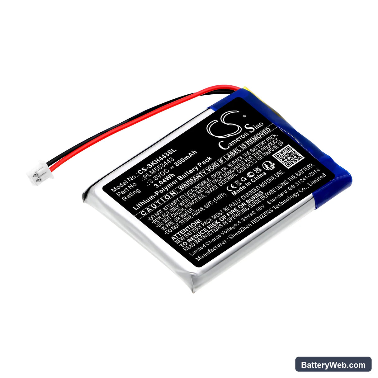 SkyBell DH doorbell Replacement Battery, 3.8V, 800mAh, Li-Polymer 1