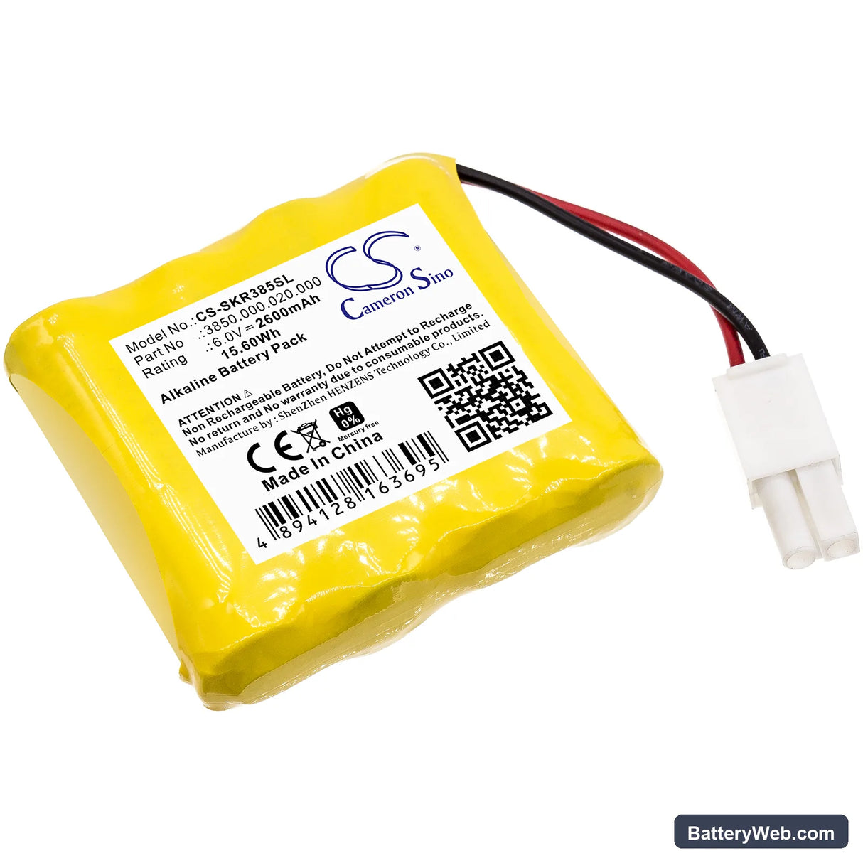 SAFE-O-KIEFER 3850.000.020.000 Replacement Battery, 6V, 2600mAh, Alkaline 1