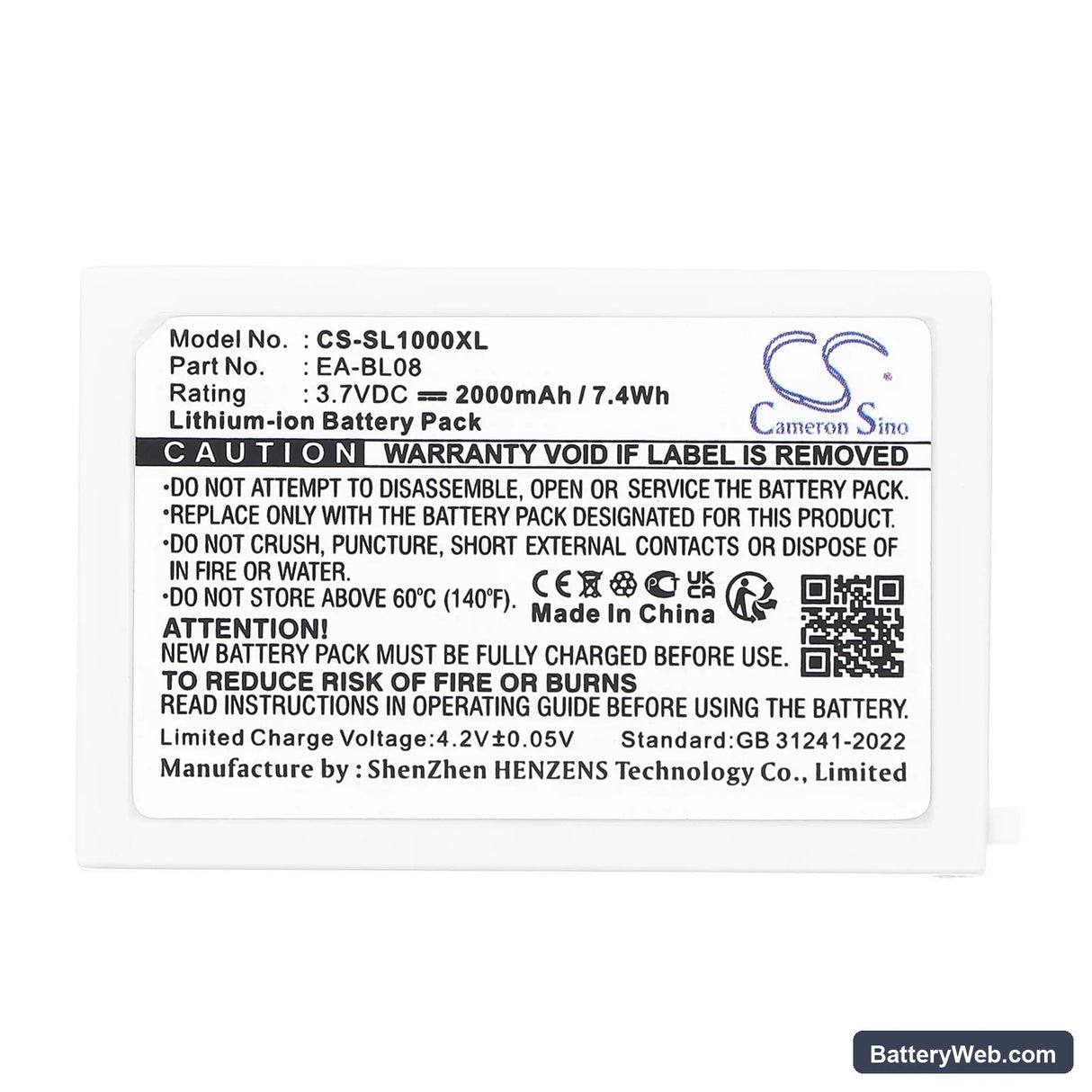 Sharp Zaurus SL-C1000 Replacement Battery, 3.7V, 2000mAh, Li-ion 5
