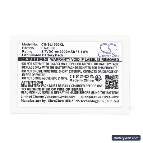 Sharp Zaurus SL-C1000 Replacement Battery, 3.7V, 2000mAh, Li-ion 5