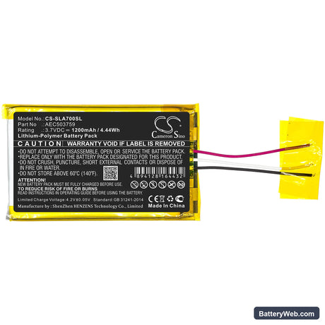 SteelSeries Arctis 7 Replacement Battery, 3.7V, 1200mAh, Li-Polymer 3