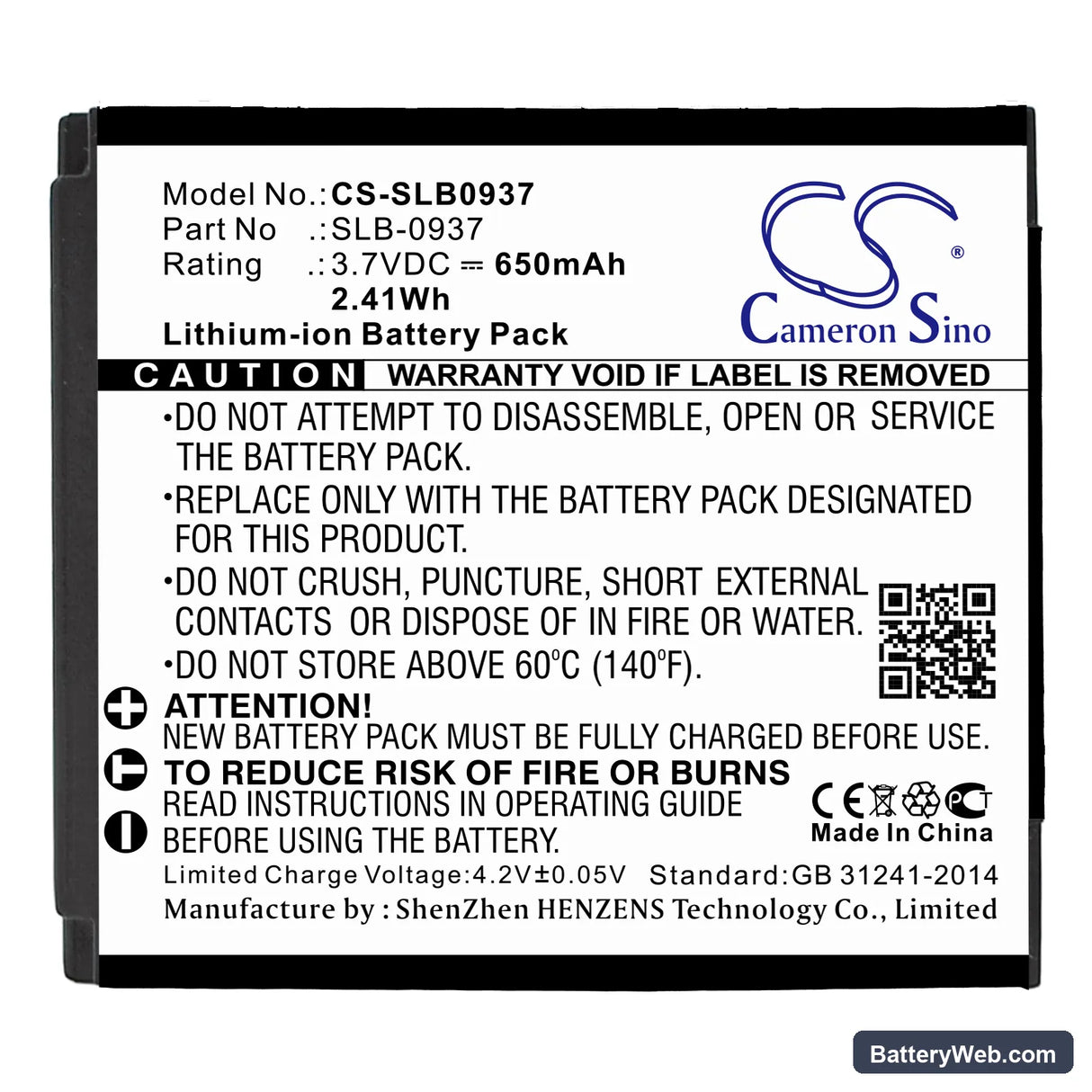 Samsung L830 Replacement Battery, 3.7V, 650mAh, Li-ion 3