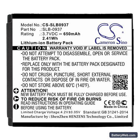 Samsung L830 Replacement Battery, 3.7V, 650mAh, Li-ion 3