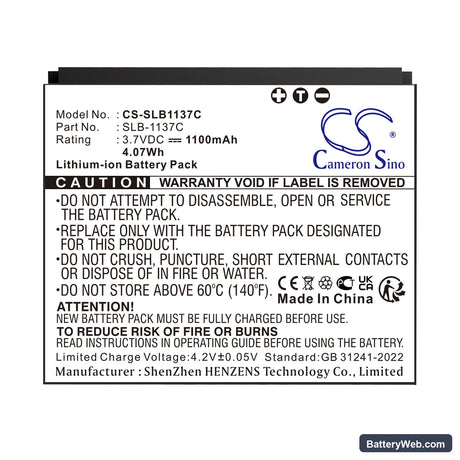 Samsung Digimax i7 Replacement Battery, 3.7V, 1100mAh, Li-ion 5