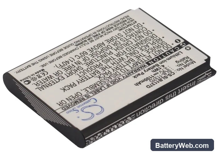 Samsung Digimax L74W Replacement Battery, 3.7V, 1100mAh, Li-ion 2