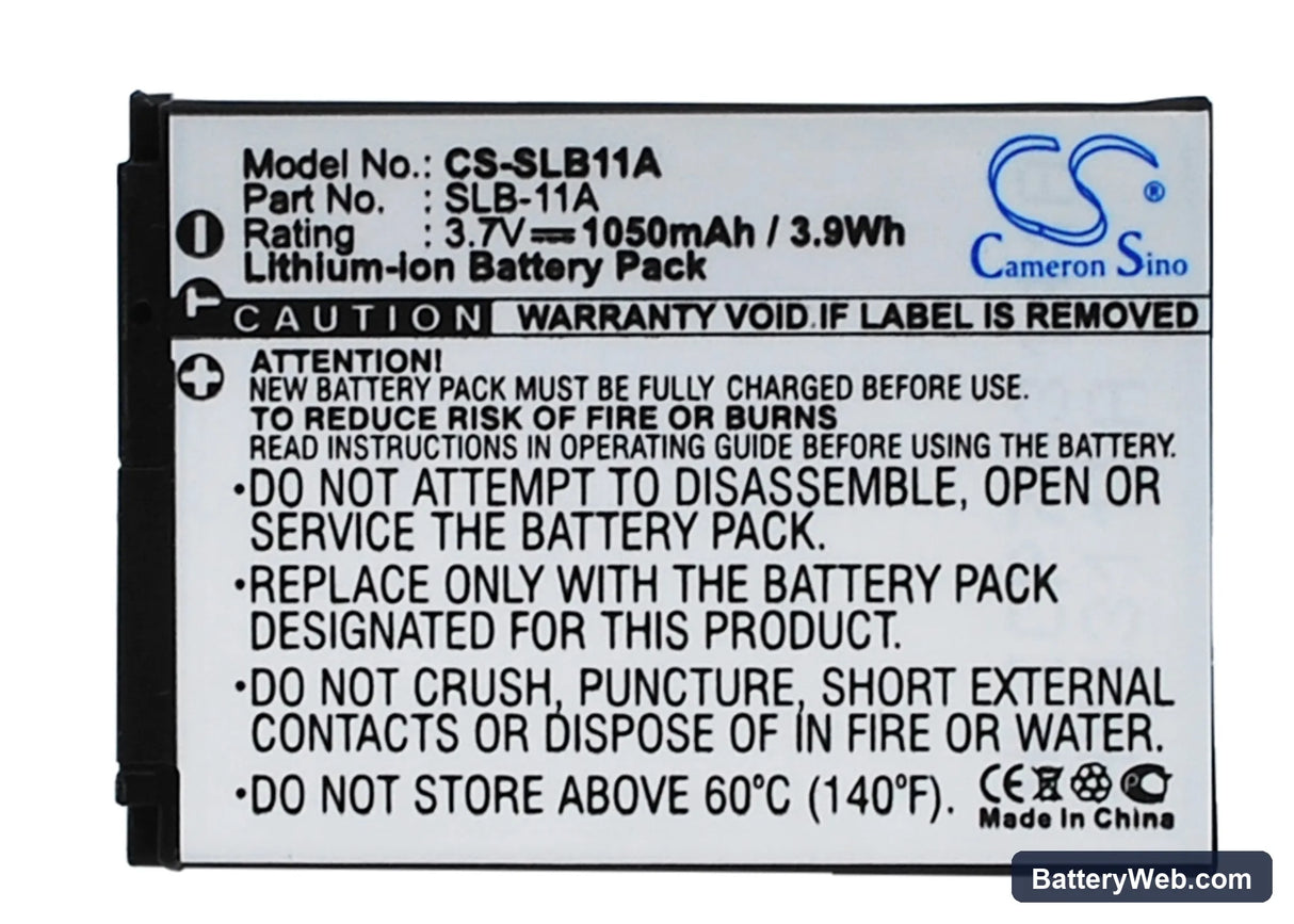 Samsung WB100 Replacement Battery, 3.7V, 1050mAh, Li-ion 1