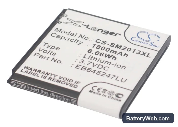 Samsung SCH-W2013 Replacement Battery, 3.7V, 1800mAh, Li-ion 2