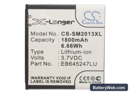 Samsung SCH-W2013 Replacement Battery, 3.7V, 1800mAh, Li-ion 5