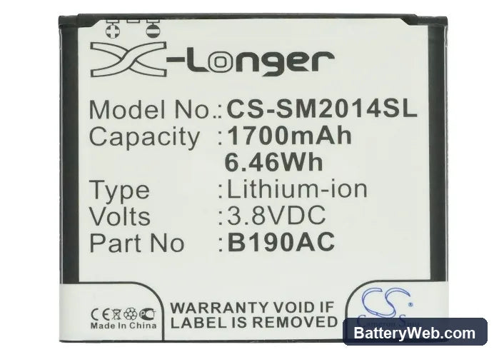 Samsung SM-W2014 Replacement Battery, 3.8V, 1700mAh, Li-ion 5