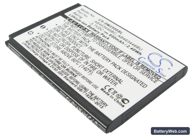 Samsung GT-E2520 Replacement Battery, 3.7V, 650mAh, Li-ion 1