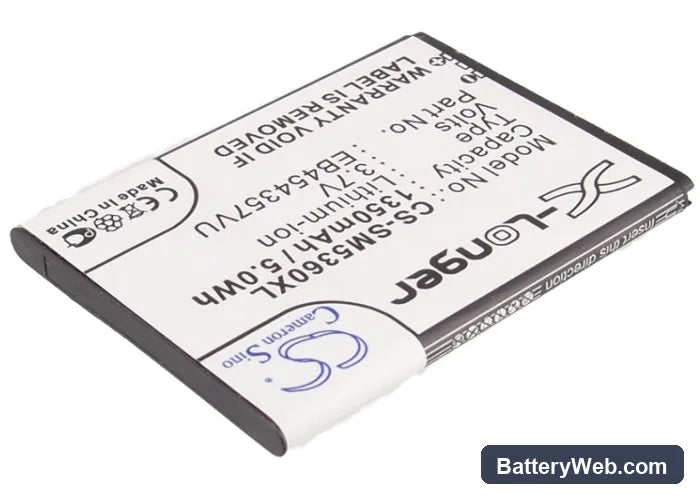Samsung GT-S5360 Replacement Battery, 3.7V, 1350mAh, Li-ion 2