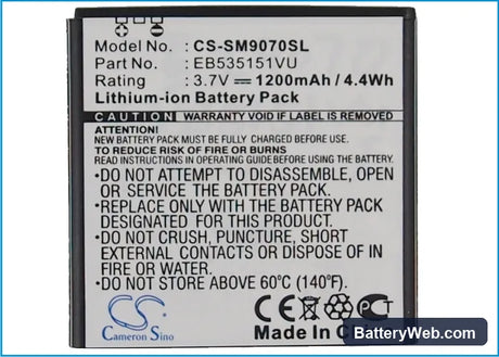 Samsung GT-i9070 Replacement Battery, 3.7V, 1200mAh, Li-ion 5