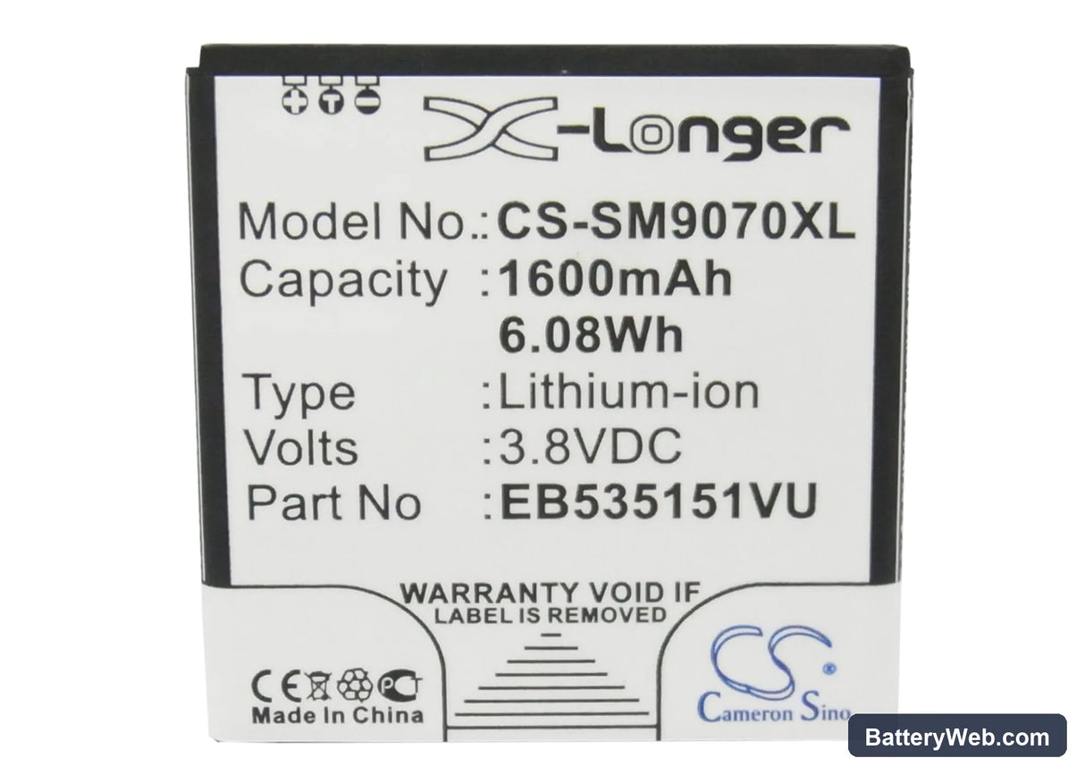 Samsung GT-i9070 Replacement Battery, 3.8V, 1600mAh, Li-ion 5