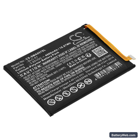 Samsung Galaxy A05s 2023 Replacement Battery, 3.85V, 4900mAh, Li-Polymer 1