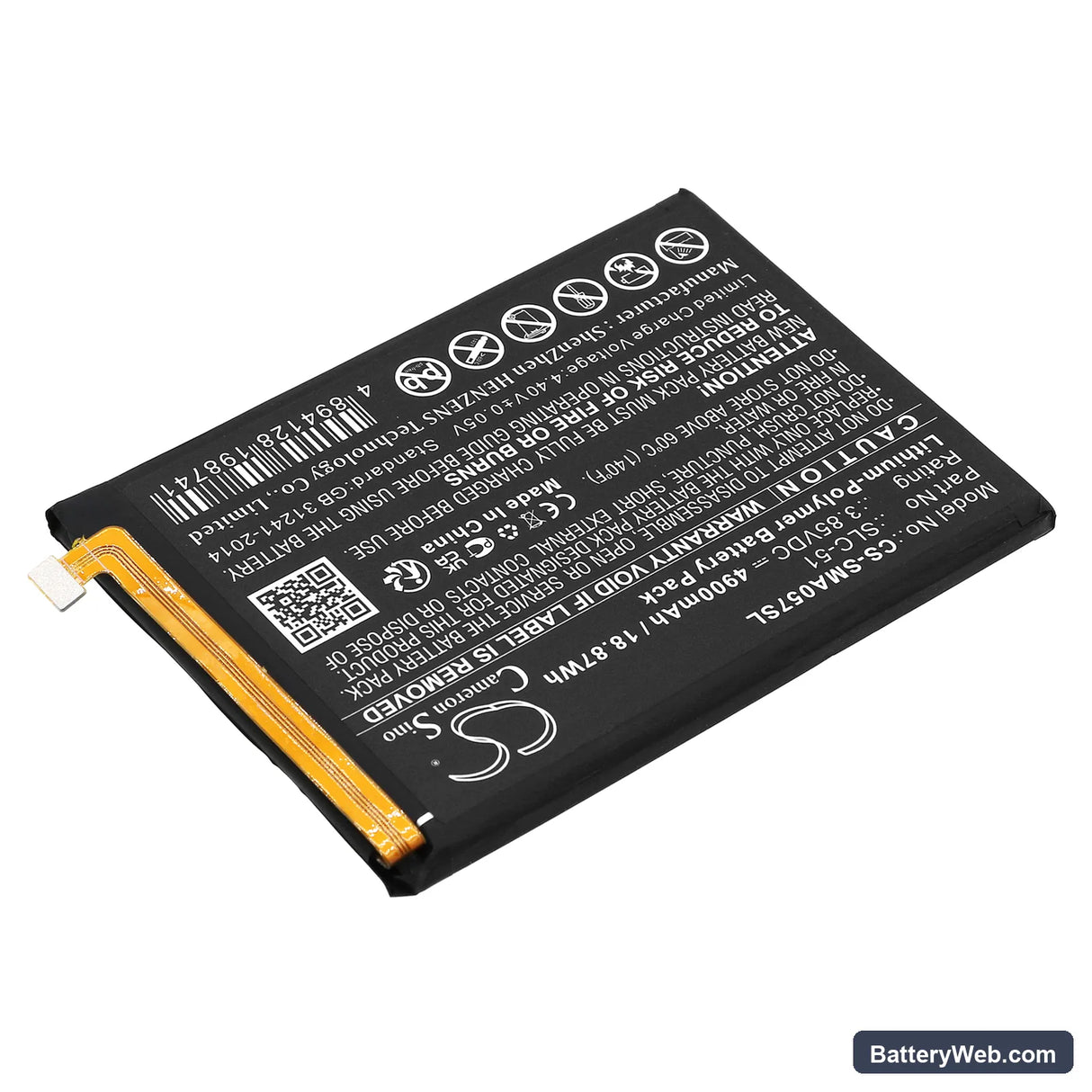 Samsung Galaxy A05s 2023 Replacement Battery, 3.85V, 4900mAh, Li-Polymer 2