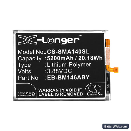 Samsung Galaxy M14 Replacement Battery, 3.88V, 5200mAh, Li-Polymer 3