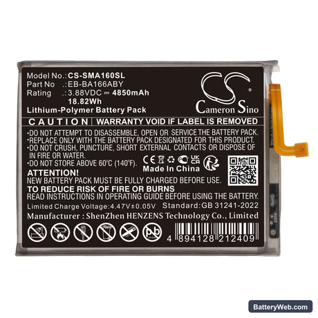 Samsung Galaxy A16 5G Replacement Battery, 3.88V, 4850mAh, Li-Polymer 3