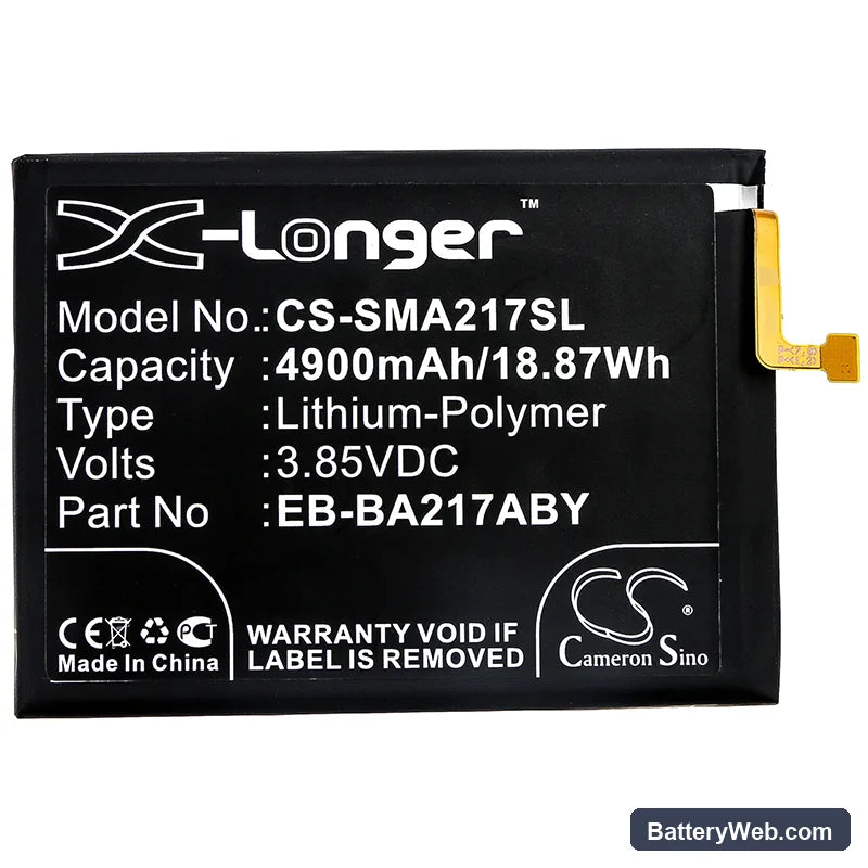 Samsung Galaxy A21s 2020 Replacement Battery, 3.85V, 4900mAh, Li-Polymer 3