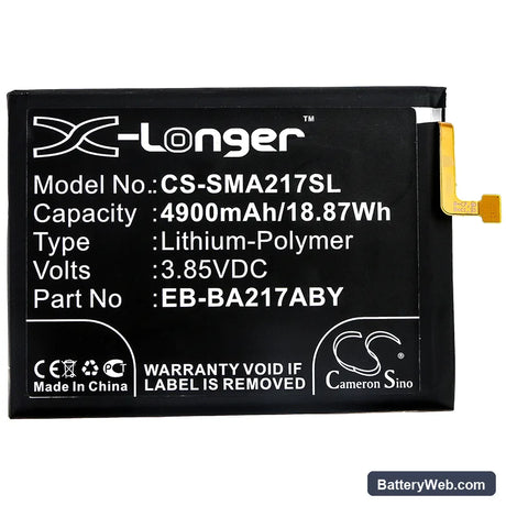 Samsung Galaxy A21s 2020 Replacement Battery, 3.85V, 4900mAh, Li-Polymer 3