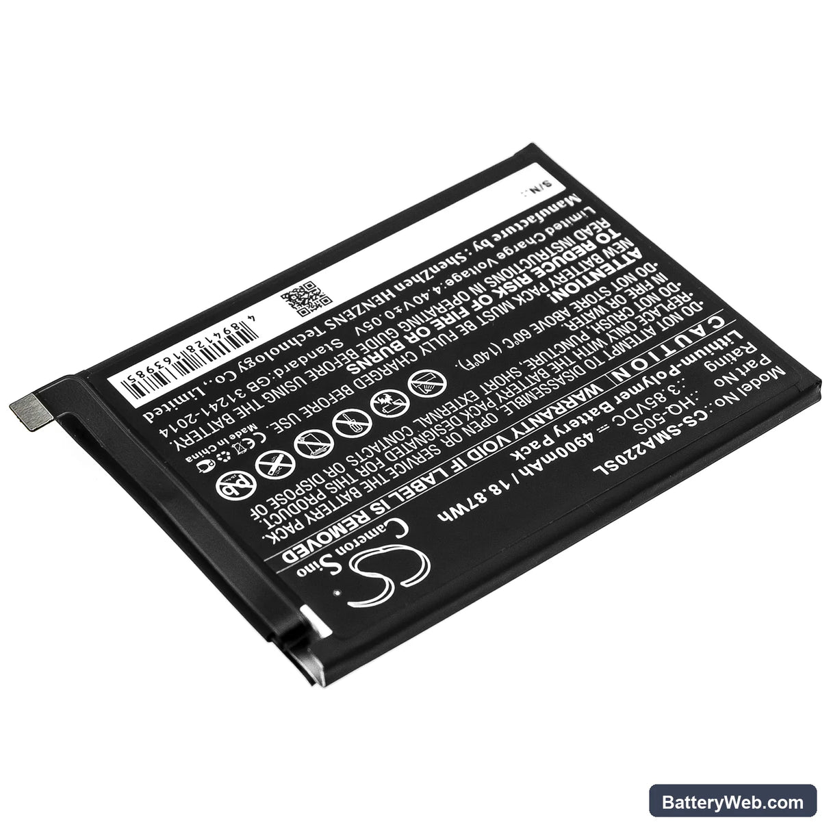 Samsung Galaxy A02 Replacement Battery, 3.85V, 4900mAh, Li-Polymer 2