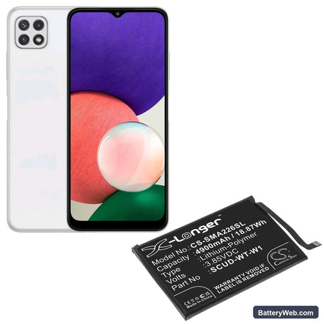 Samsung Galaxy A22 5G Replacement Battery, 3.85V, 4900mAh, Li-Polymer 5