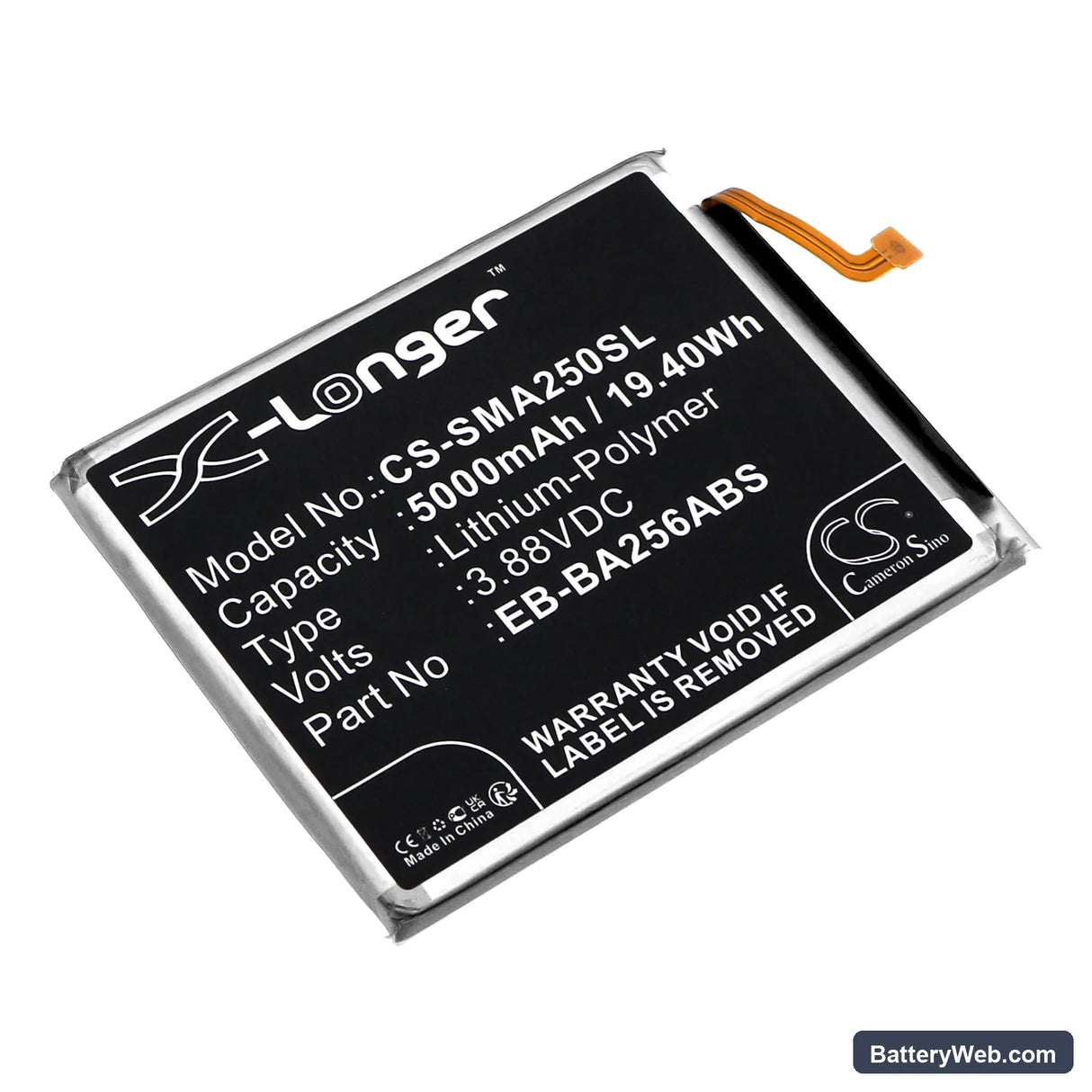 Samsung Galaxy A25 Replacement Battery, 3.88V, 5000mAh, Li-Polymer 1