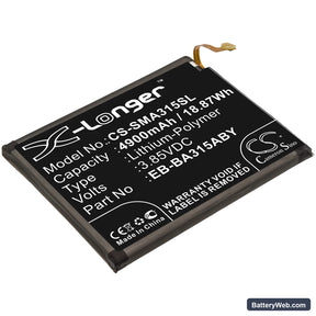 Samsung Galaxy A31 Replacement Battery, 3.85V, 4900mAh, Li-Polymer 1