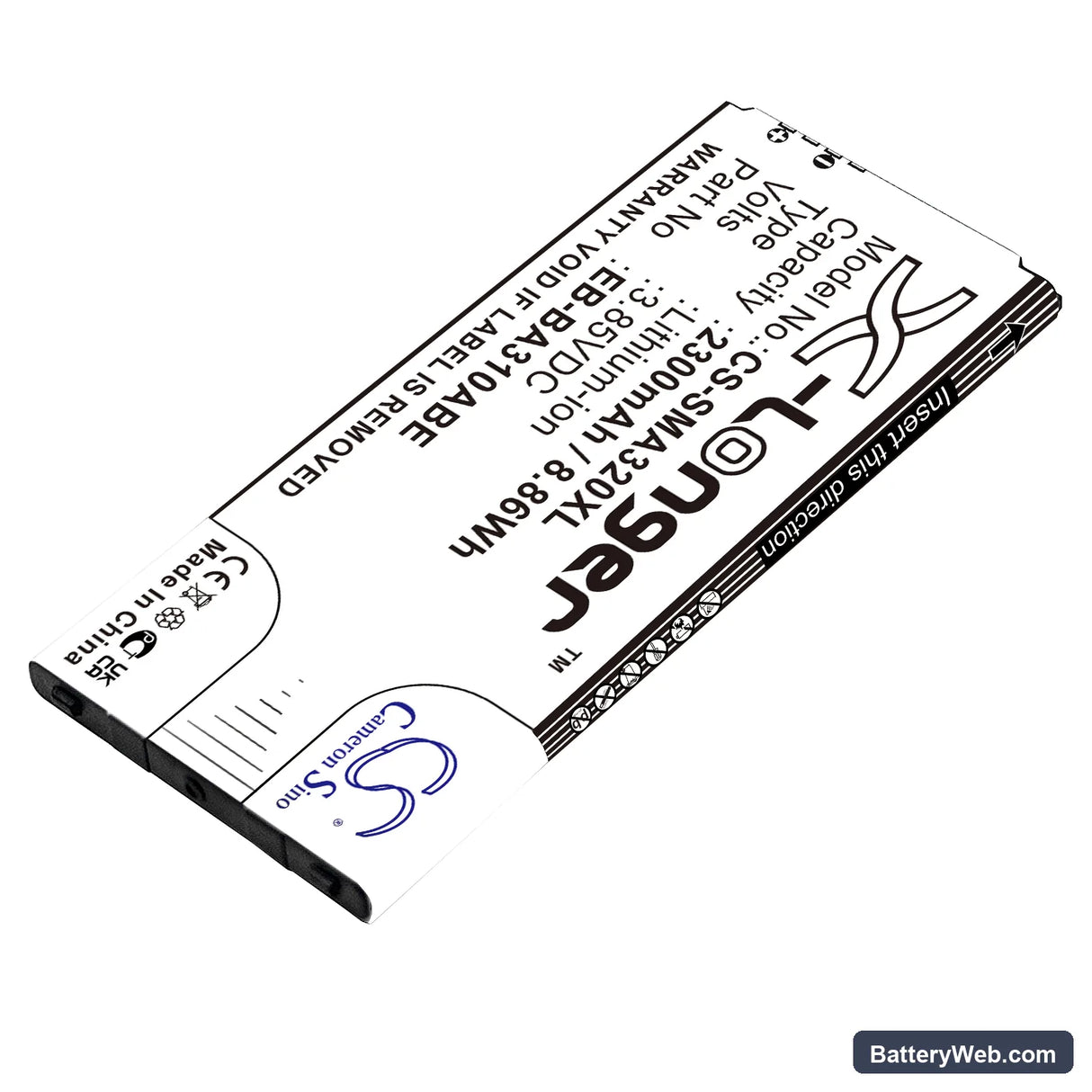 Samsung Galaxy A3 2016 Replacement Battery, 3.85V, 2300mAh, Li-ion 2
