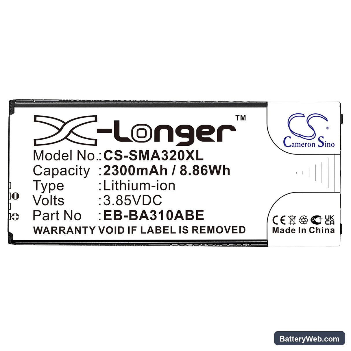 Samsung Galaxy A3 2016 Replacement Battery, 3.85V, 2300mAh, Li-ion 3