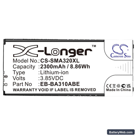 Samsung Galaxy A3 2016 Replacement Battery, 3.85V, 2300mAh, Li-ion 3