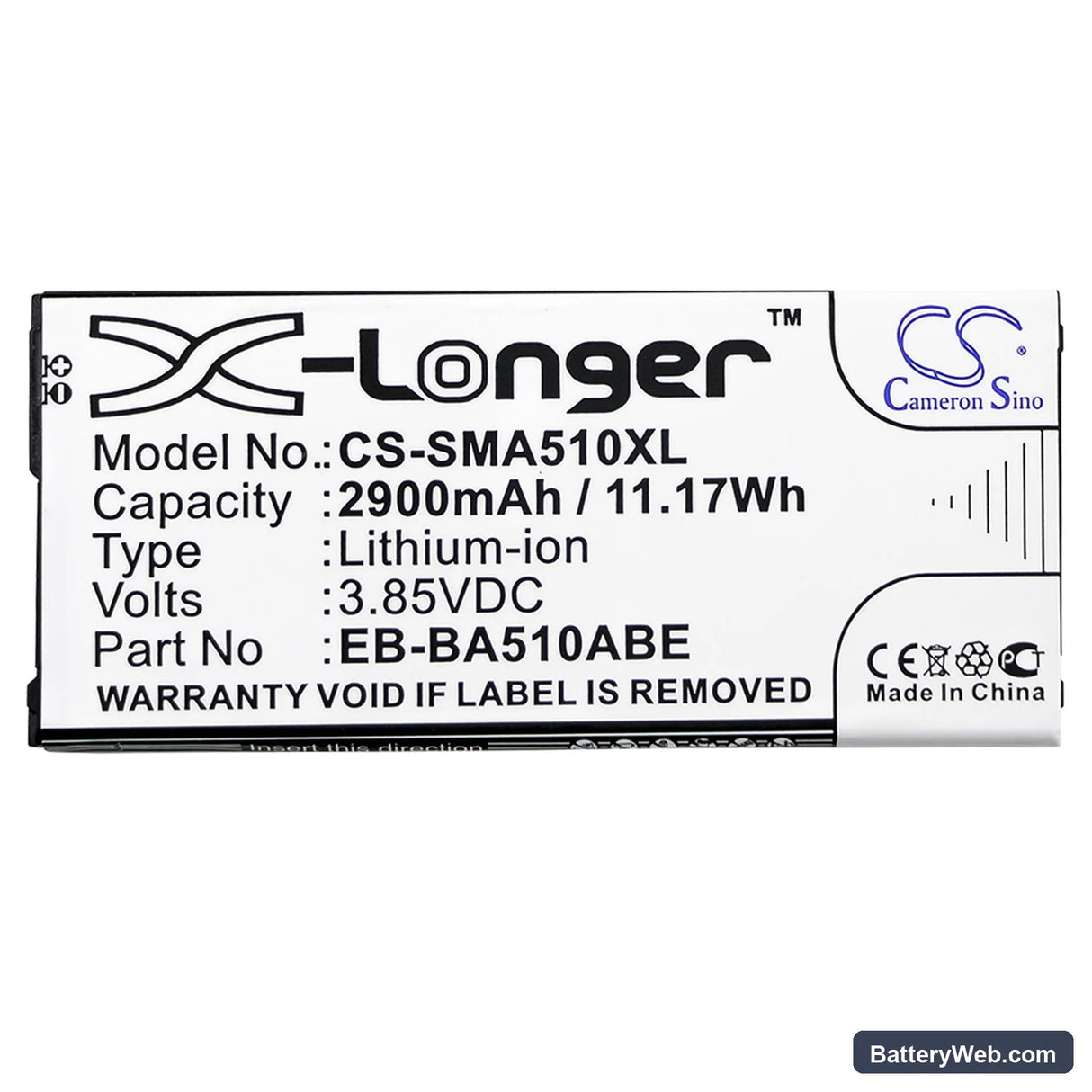 Samsung Galaxy A5 2016 Duos Replacement Battery, 3.85V, 2900mAh, Li-ion 3