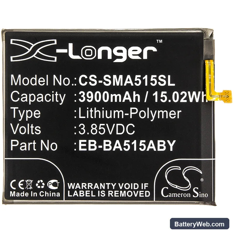 Samsung Galaxy A51 2019 Replacement Battery, 3.85V, 3900mAh, Li-Polymer 3