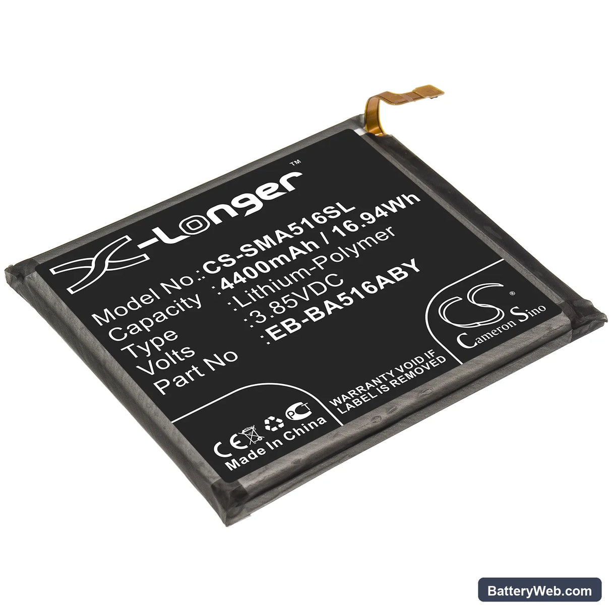 Samsung Galaxy A51 5G Replacement Battery, 3.85V, 4400mAh, Li-Polymer 1