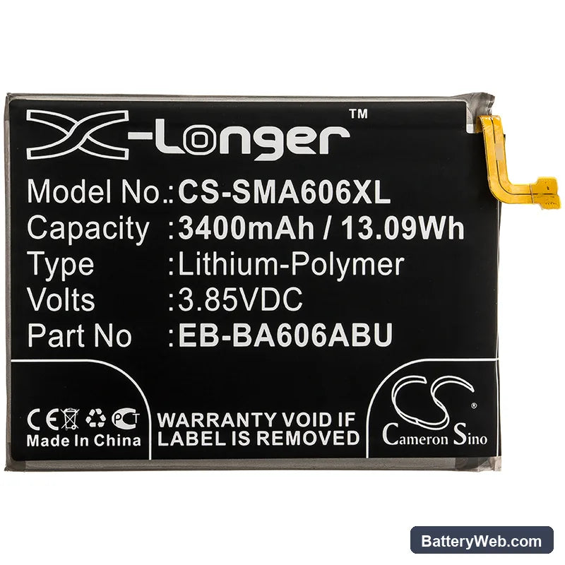 Samsung Galaxy A60 Replacement Battery, 3.85V, 3400mAh, Li-Polymer 3