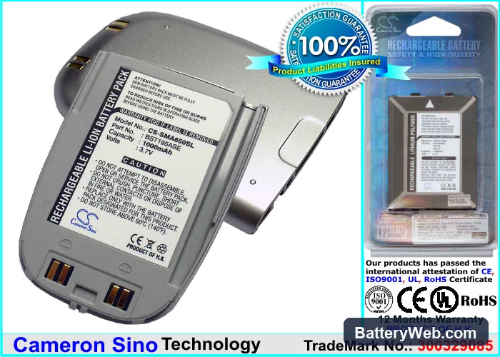 Samsung SPH-A650 Replacement Battery, 3.7V, 1000mAh, Li-ion 1