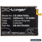Samsung Galaxy A70 Replacement Battery, 3.85V, 4400mAh, Li-Polymer 3