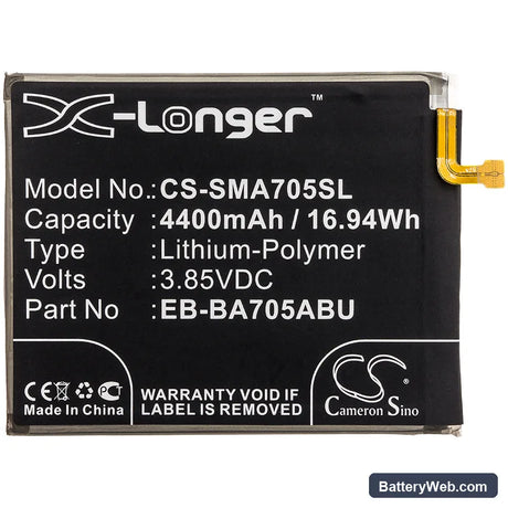 Samsung Galaxy A70 Replacement Battery, 3.85V, 4400mAh, Li-Polymer 3