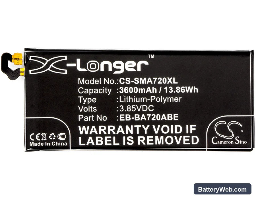 Samsung Galaxy A7 2017 Replacement Battery, 3.85V, 3600mAh, Li-Polymer 5