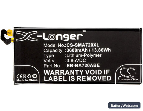Samsung Galaxy A7 2017 Replacement Battery, 3.85V, 3600mAh, Li-Polymer 5
