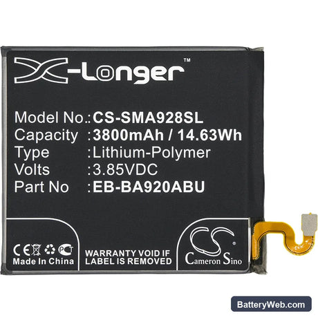 Samsung Galaxy A9 2018 Replacement Battery, 3.85V, 3800mAh, Li-Polymer 3
