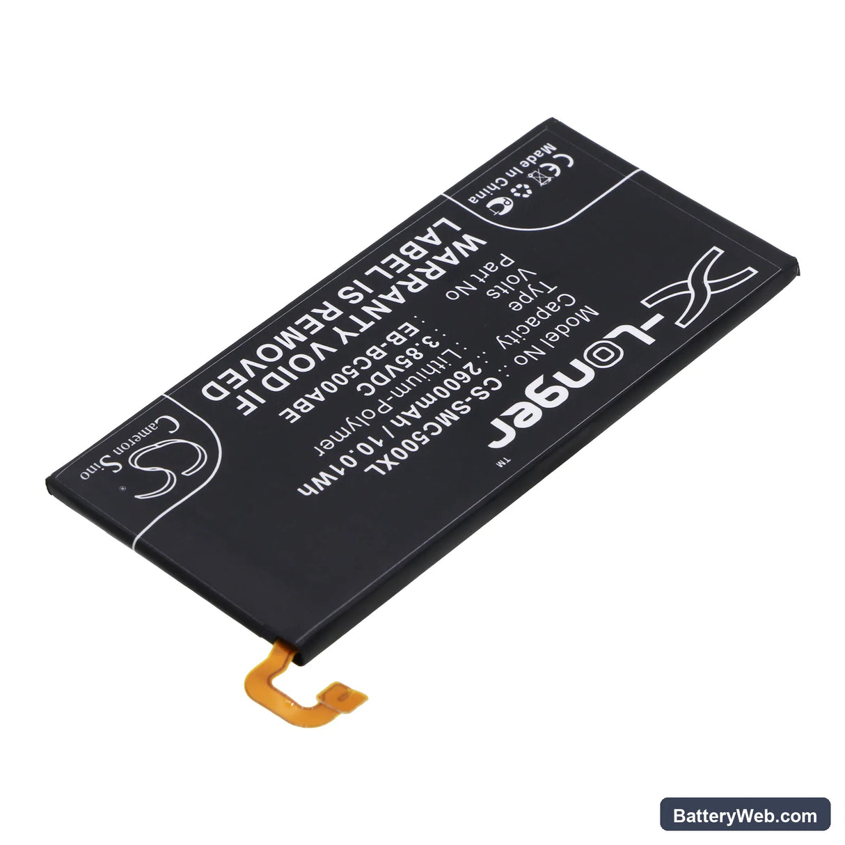 Samsung Galaxy C5 Replacement Battery, 3.85V, 2600mAh, Li-Polymer 2